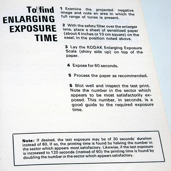 KODAK Enlarging Exposure Scale   epoca