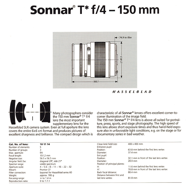 Hasselblad - SONNAR CF 150mm f.4